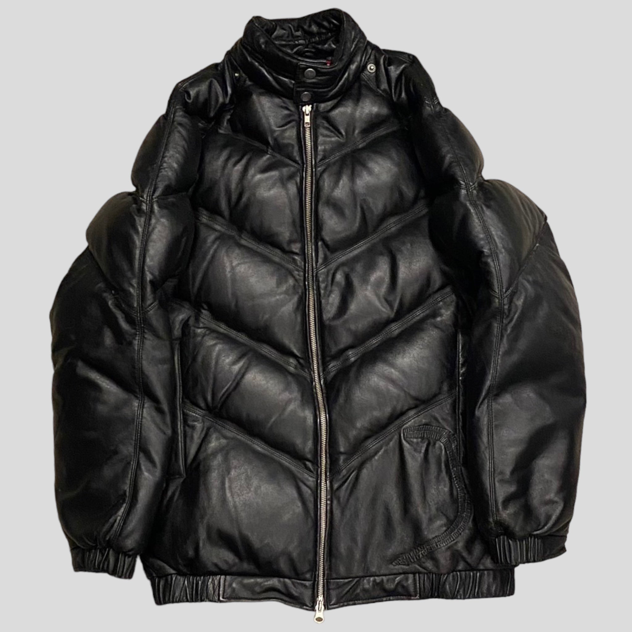 supreme leather down jacket Black