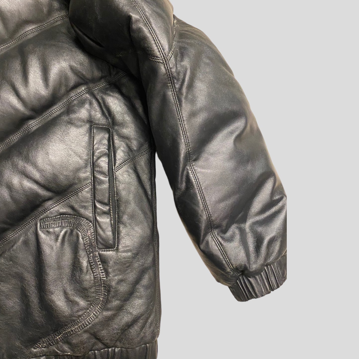 supreme  leather down jacket Black