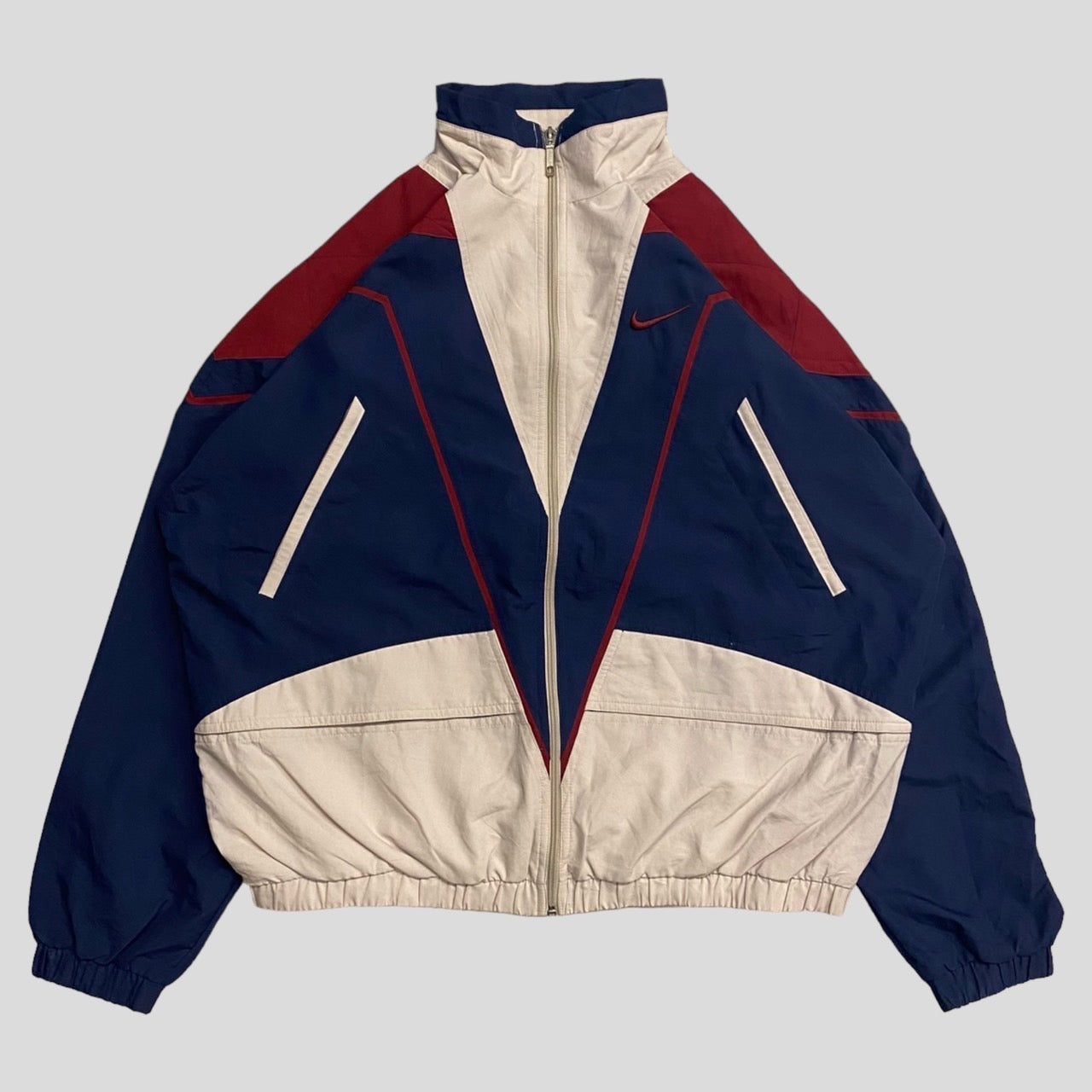 90's NIKE nylon jacket ivory/Navy/Red