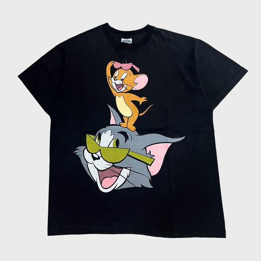 tom and jerry print Tshirt black