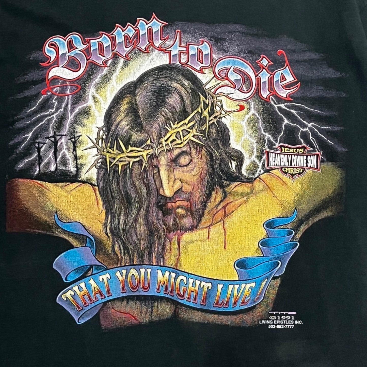 90's Jesus Born to Die That You Might Live T-shirt Black