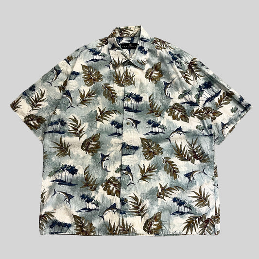 Aloha Shirt White&Light Blue